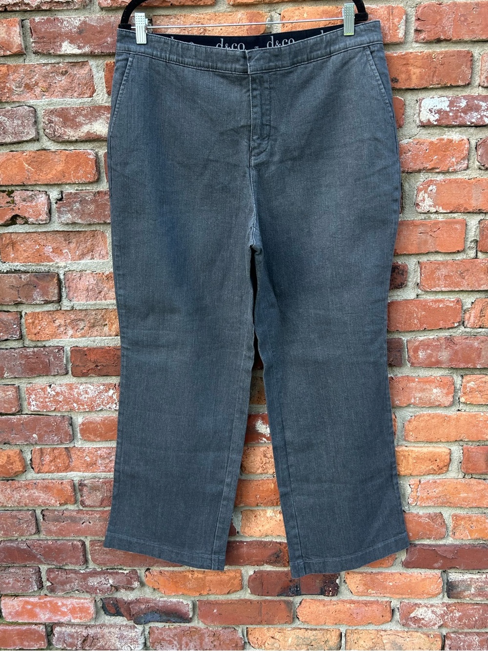 d & Co Gray Women’s Plus Wide Leg Denim Jeans Size 18WP Tummy Panel